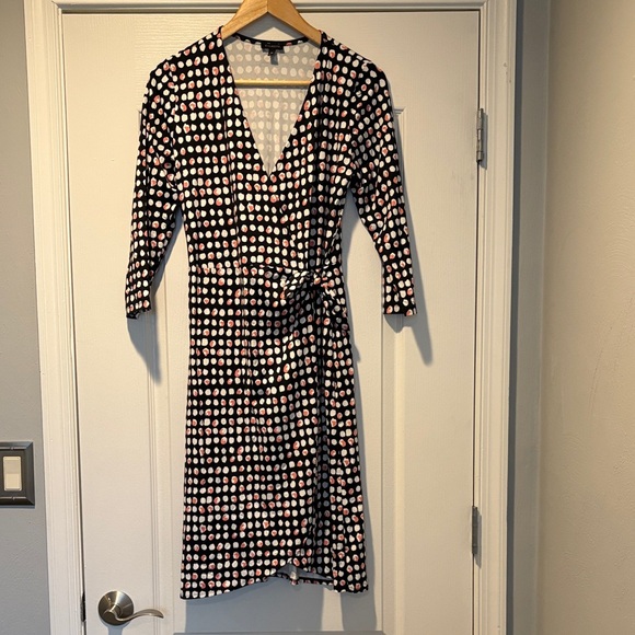 Talbots Navy and White Polka Dot Midi Dress - Picture 1 of 1